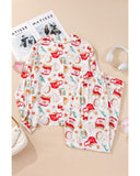 White Christmas Pattern Long Sleeve Shirt and Pants Pajama Set - S