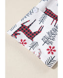 White Christmas Deer Printed Shirt and Shorts Lounge Set - L