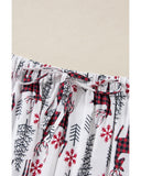 White Christmas Deer Printed Shirt and Shorts Lounge Set - L