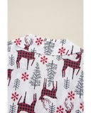 White Christmas Deer Printed Shirt and Shorts Lounge Set - L