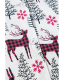 White Christmas Printed Shirt and Pants Pajama Set - L