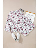 White Christmas Printed Shirt and Pants Pajama Set - XL