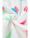 White Christmas Print Short Sleeve Shirt and Shorts Pajama Set - L