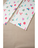 White Christmas Print Lapel Shirt and Pants Sleepwear - L