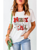 White MERRY Christmas YAll Graphic Crewneck T Shirt - 2XL