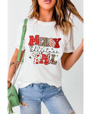 White MERRY Christmas YAll Graphic Crewneck T Shirt - M