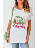 White Merry Christmas Holiday Vibe Graphic Crewneck T Shirt - 2XL