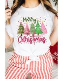 White Merry Christmas Holiday Vibe Graphic Crewneck T Shirt - 2XL