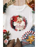 White Believe Christmas Father Graphic Crewneck T Shirt - 3XL