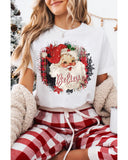 White Believe Christmas Father Graphic Crewneck T Shirt - XL