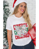 White Christmas Bowknot Graphic Tee - 2XL