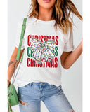 White Christmas Bowknot Graphic Tee - 2XL