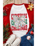 White Christmas Bowknot Graphic Tee - 2XL