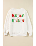 White Christmas MERRY & Bright Chenille Graphic Sherpa Sweatshirt - M