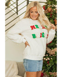 White Christmas MERRY & Bright Chenille Graphic Sherpa Sweatshirt - S