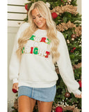 White Christmas MERRY & Bright Chenille Graphic Sherpa Sweatshirt - S