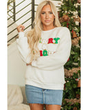 White Christmas MERRY & Bright Chenille Graphic Sherpa Sweatshirt - XL