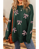 Duffel Green Christmas Cane Pattern Crewneck Oversized Sweatshirt - S