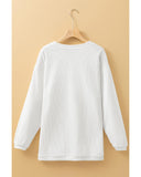 White JOY to the world Ribbed Crewneck Pullover Sweatshirt - L