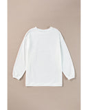 White JOY to the world Ribbed Crewneck Pullover Sweatshirt - L