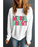 White MERRY & BRIGHT Checkered Print Crew Neck Sweatshirt - S