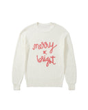 White Striped Merry Bright Letter Christmas Sweater - XL
