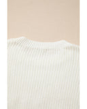 White Striped Merry Bright Letter Christmas Sweater - XL