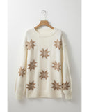 White Snowflake Christmas Tunic Sweater - S