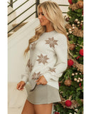 White Snowflake Christmas Tunic Sweater - XL