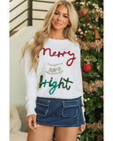 White Tinsel Merry and Bright Graphic Christmas Sweater - XL