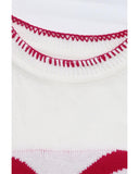 White Bow Pattern Contrast Trim Christmas Loose Graphic Sweater - M