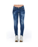 Worn Wash Skinny Denim Jeans with Multi-Pockets W26 US Women