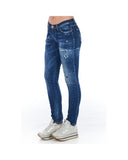 Worn Wash Skinny Denim Jeans with Multi-Pockets W27 US Women