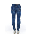 Worn Wash Skinny Denim Jeans with Multi-Pockets W27 US Women