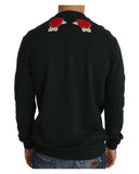 Dolce & Gabbana Green Cotton Crystal Heart Roses Embroidered Pullover Sweater 48 IT Men