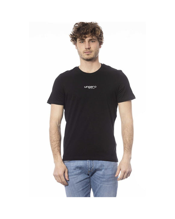 Ungaro Sport Men's Sleek Black Cotton Crew Neck T-Shirt - XL