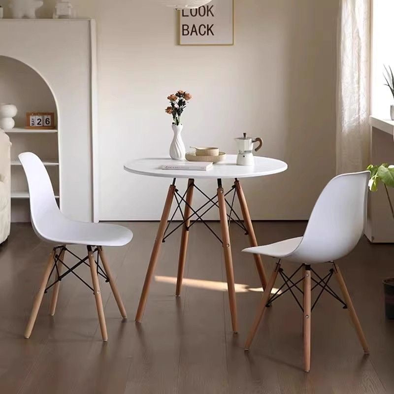 Dining Tables: Wood Dining Table for 2-4 People,80cm DIA Modern Round Kitchen Table with Wood Legs for Dining Room, Living Room and Kitchen