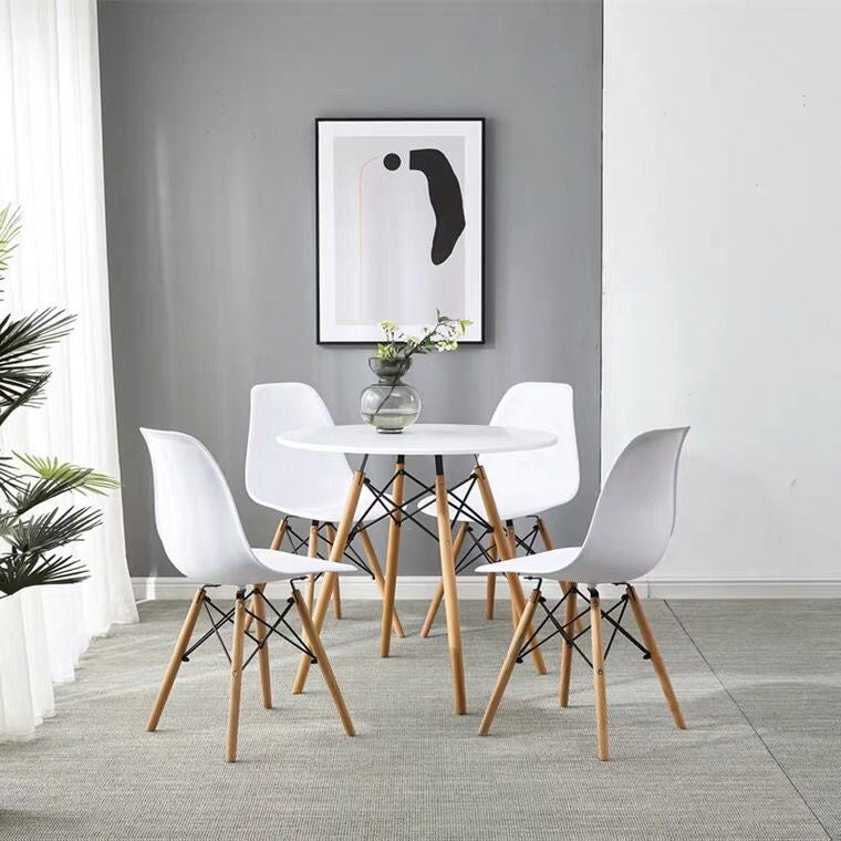 Dining Tables: Wood Dining Table for 2-4 People,80cm DIA Modern Round Kitchen Table with Wood Legs for Dining Room, Living Room and Kitchen