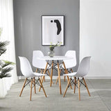 Dining Tables: Wood Dining Table for 2-4 People,80cm DIA Modern Round Kitchen Table with Wood Legs for Dining Room, Living Room and Kitchen