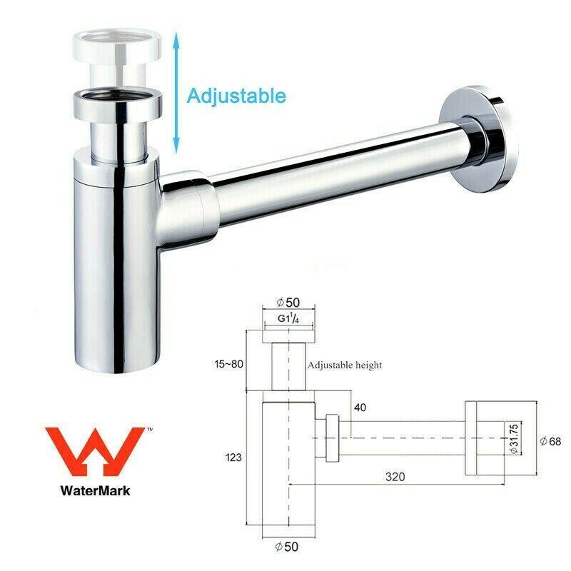 Kitchen & Bathroom DIY: 2023 Brushed Nickel p trap ROUND BOTTLE TRAP 32/40 mm WASTE for wall hung basin vanit