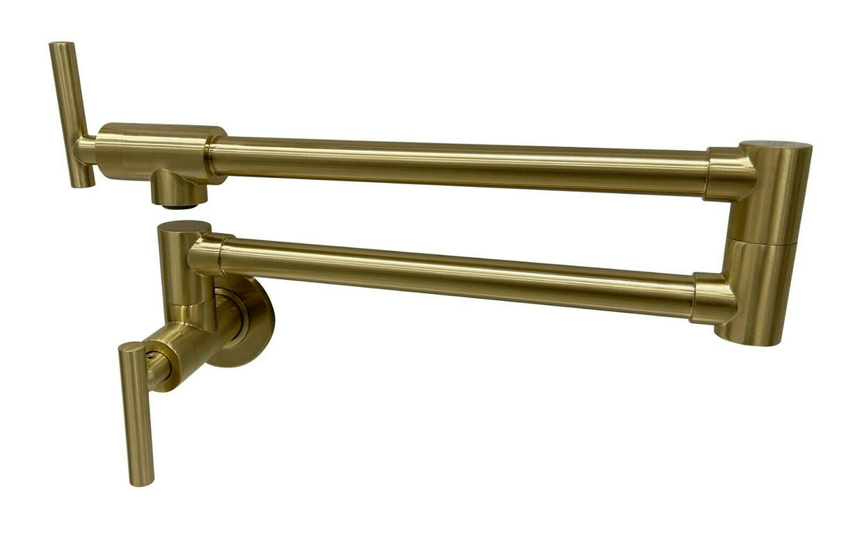 Shower Accessories: 2023 Brushed Gold Kitchen tap Wall Mounted Pot Filler Single Cold Water inlet