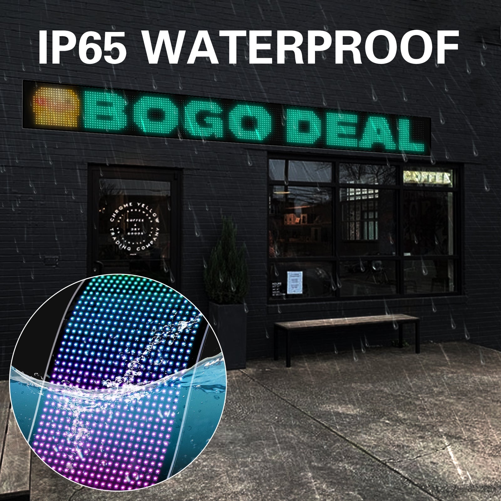 Coloured Lights: Programmable LED Matrix Panel Flexible Screen IP65 with APP Control 192*1762mm