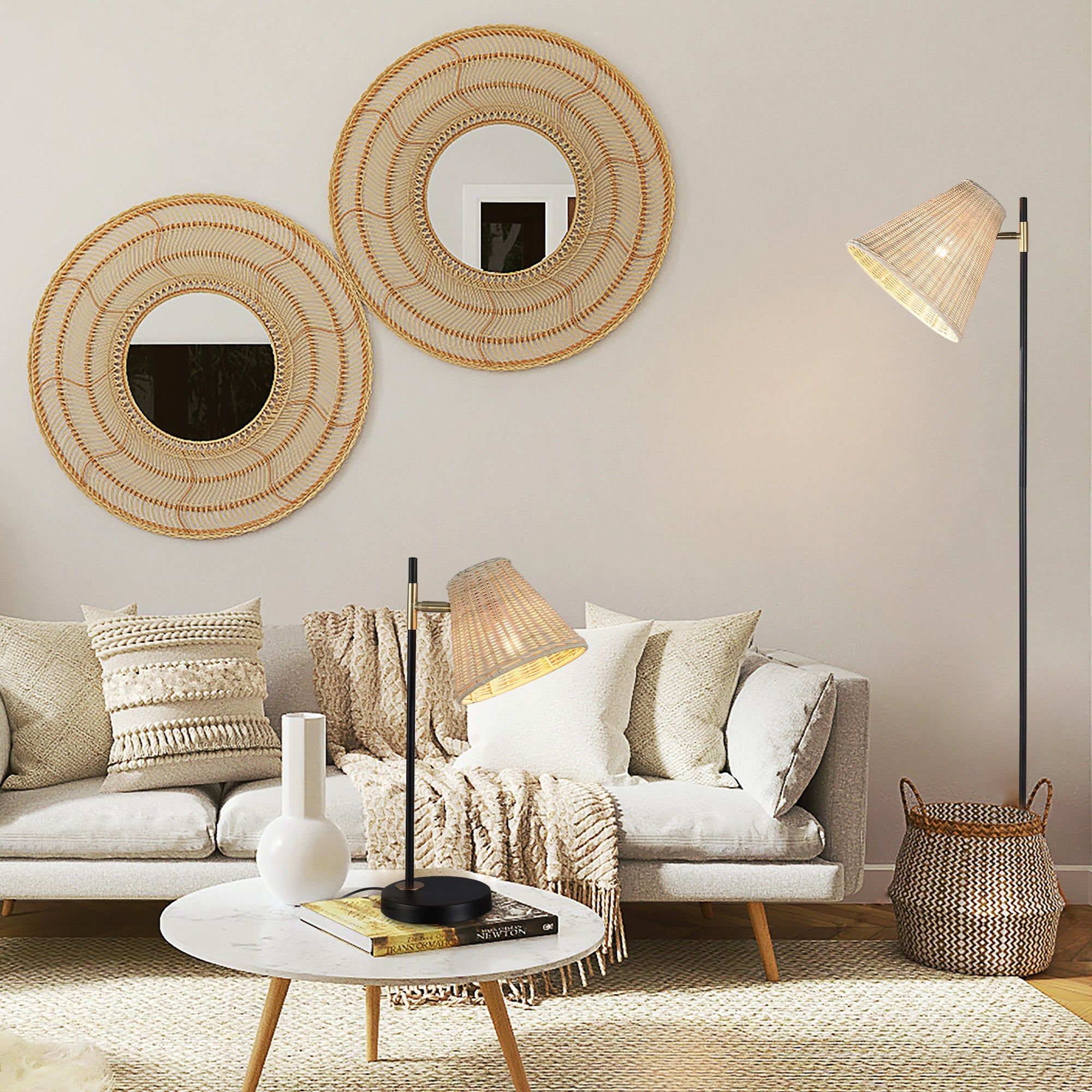 Table Lamps: Yvette Rattan Table Lamp