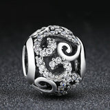 925 Sterling Silver Diamond Inlaid Bead Bracelet Accessory