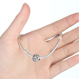 925 Sterling Silver Diamond Inlaid Bead Bracelet Accessory
