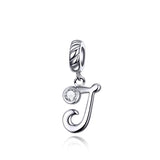 925 Sterling Silver Personalized Letter Pendant For Diy Bracelets & Necklaces Style - J