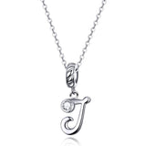 925 Sterling Silver Personalized Letter Pendant For Diy Bracelets & Necklaces Style - J