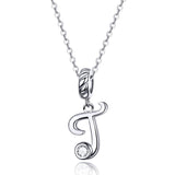 925 Sterling Silver Personalized Letter Pendant For Diy Bracelets And Necklaces Style - T