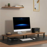 Aluminum Alloy Desktop Monitor Stand with Wooden Plate Riser