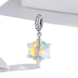 925 Sterling Silver Sparkling Snowflake Pendant For Diy Bracelets & Necklaces